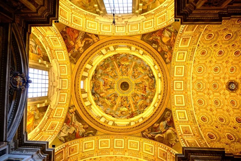 The grand interior of St. Peter's Basilica in Vatican City