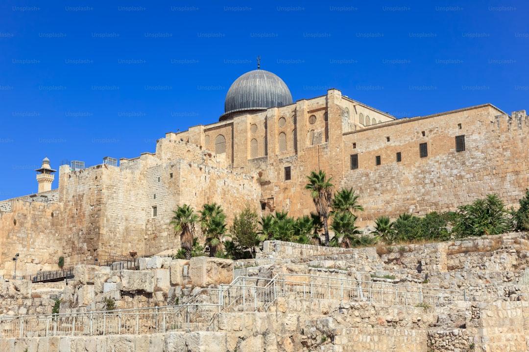 The silver-domed Al-Aqsa Mosque on the Haram al-Sharif in Jerusalem