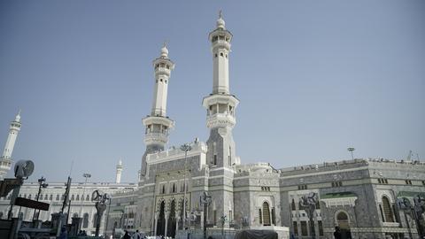 The Grand Mosque in Mecca with the Kaaba at its center during Hajj