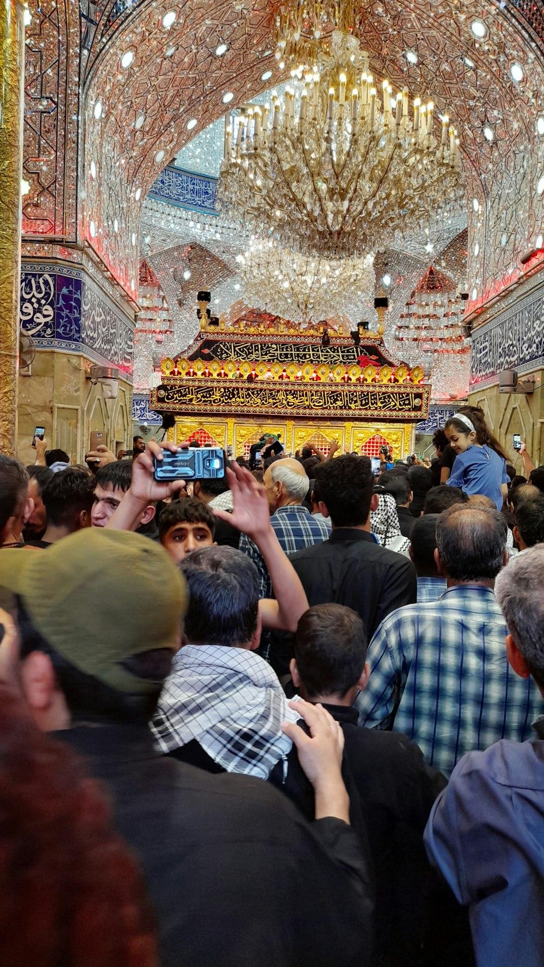 The golden dome and minarets of the Imam Hussein Shrine in Karbala
