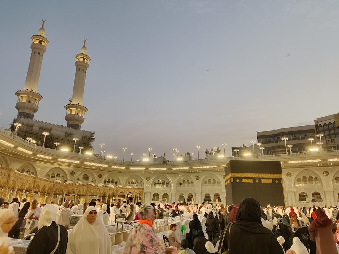 Pilgrims circling the Kaaba during the Hajj pilgrimage in Mecca