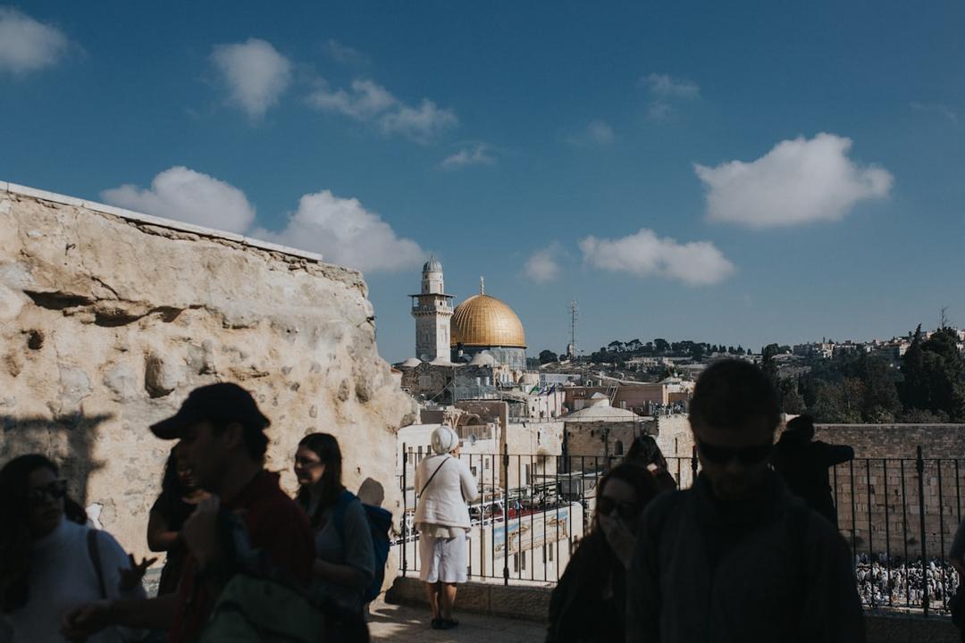 Pilgrims near the Temple Mount in Jerusalem, recalling Rabbi Nachman's journey to the Holy Land