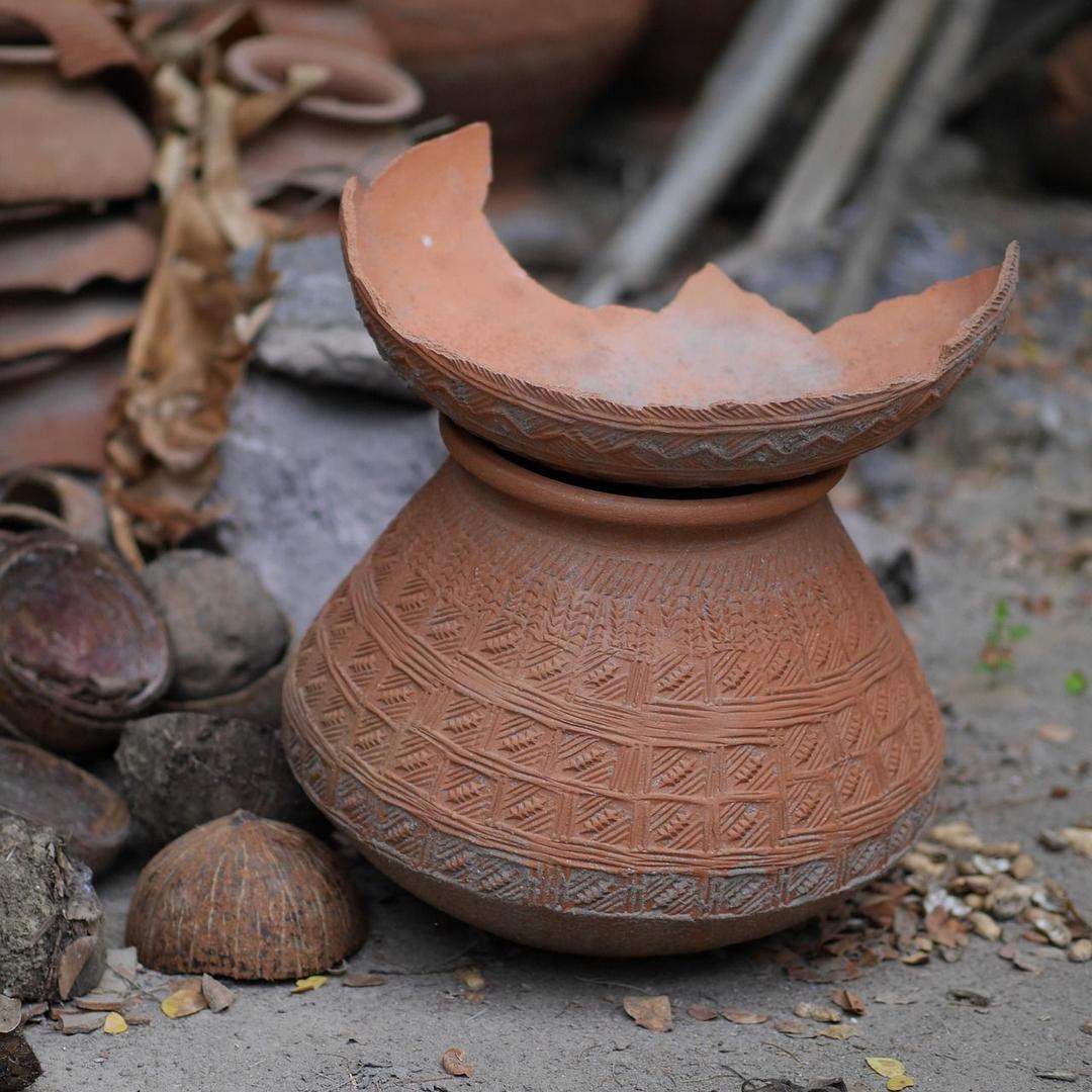 pottery shard, clay pot, shard, burning clay, craft, burma, myanmar