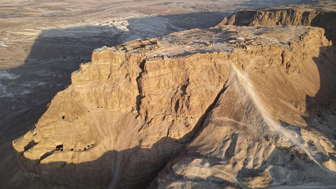 masada national park, masada, the great revolt, roman siege ramp, cliff, desert, unesco heritage site, tourism, israel, palaces of king herod the great, nature, aerial view