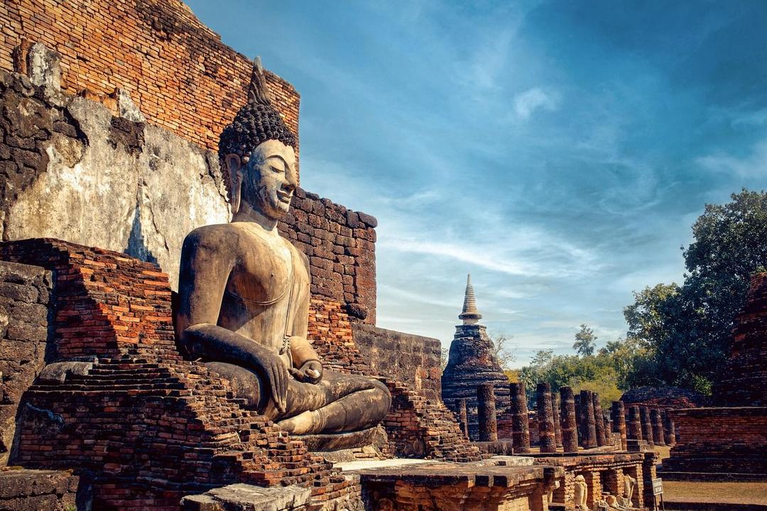 buddha, statue, temple, ruins, praying, worship, thailand, buddha purnima, sukhothai, ancient, historical site
